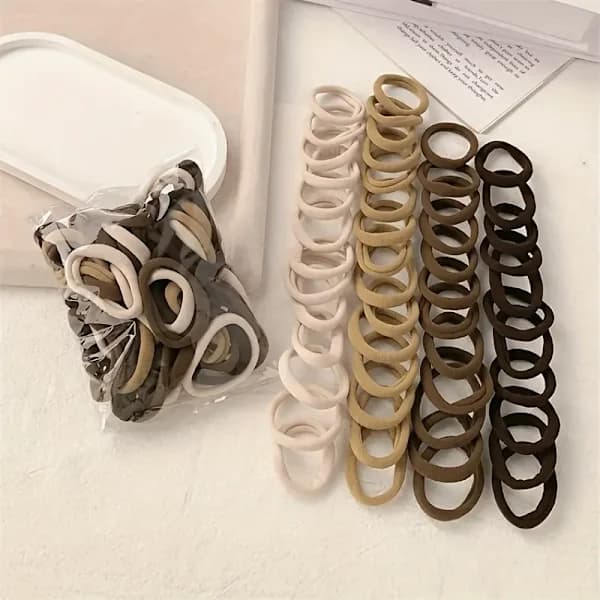 50 st Trendiga Enfärgade Högelastiska Små Gummiband Hårband Present[co]