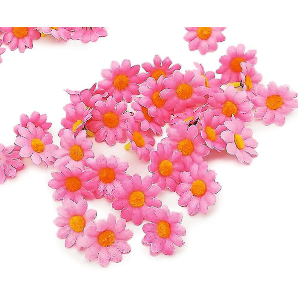 Kunstige tusenfryd blomsterhoder 100 stk falske gerberablader rosa for DIY krans
