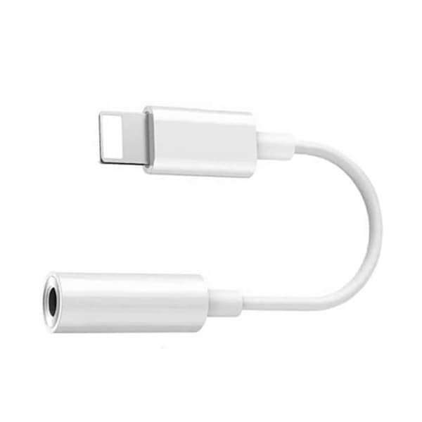 Headsetadapter för iPhone, 1x3,5mm hane - 1x Lightning Vit 50