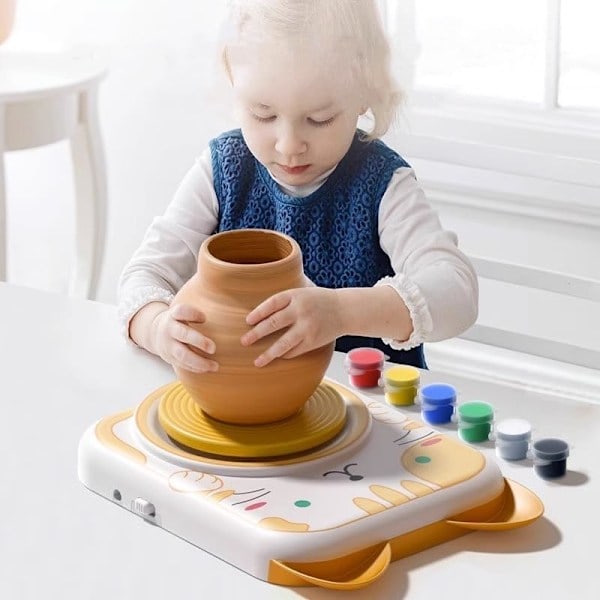 Keramikværksted til børn, minikeramikværksted, keramikmaskine til børn, elektrisk keramikmaskine til begyndere og keramik kunst i blød ler