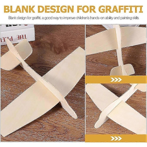 12 stk DIY Træflymodel-sæt til børn - Mal & Saml Legetøjsfly (18,5x14,5cm)