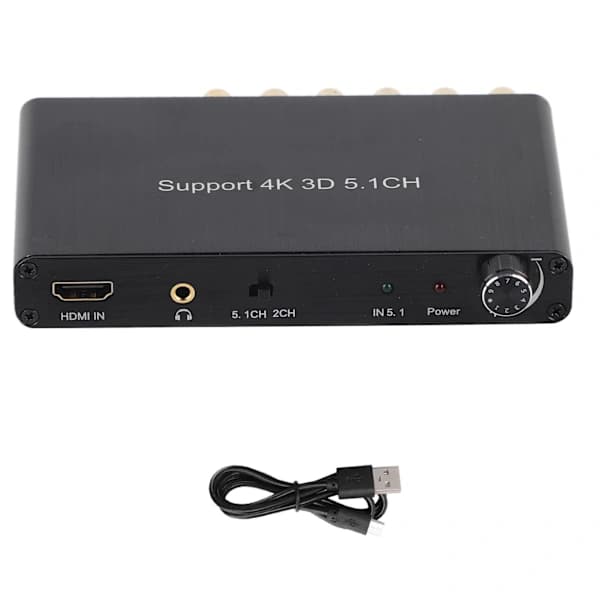 HDMI-lydudtrækker Dekoder Konverter til Dolby Support 4K 5.1CH Tredimensionel 110‑240V Sort UK[co]