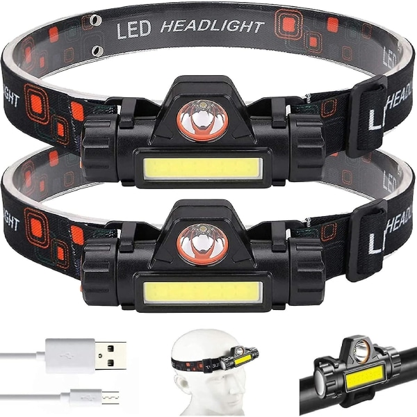 2 Pack Usb Rechargeable Headlamp With Ipx4 Waterproof For Running, Camping, Fishing