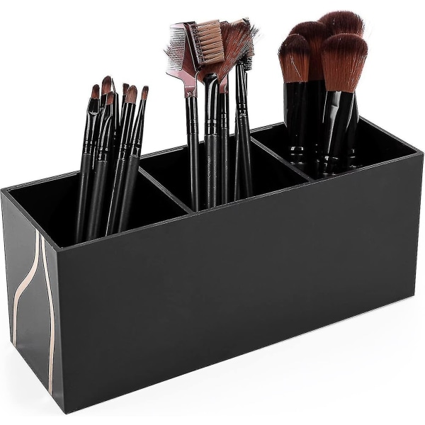 Makeupborsthållare Organizer - 3 fack Akryl Kosmetika Borstar Förvaring