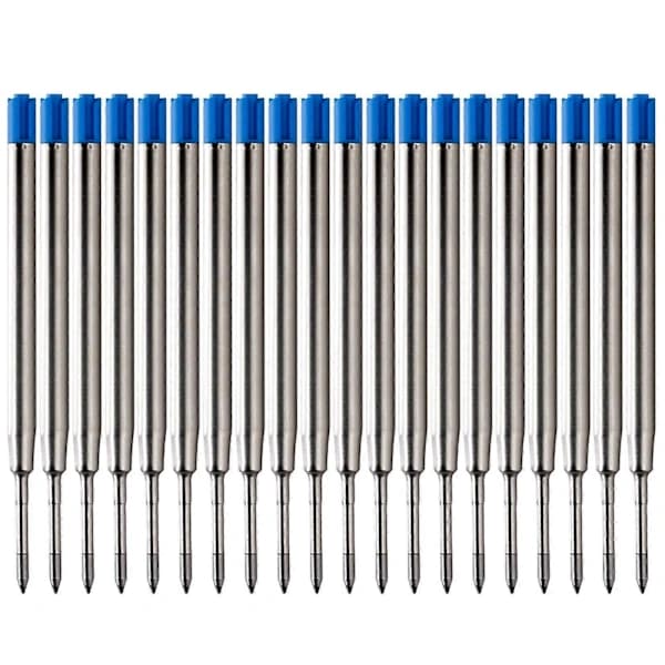 20 stk. 9,9 cm Medium Point Sorte Blæk Kuglepen Patroner til Parker Penne Blå Blue[CO]