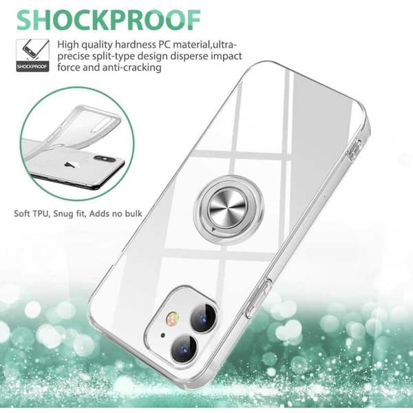 iPhone 12 Mini Shockproof Case with Ring Holder Fresh Transparent transparent