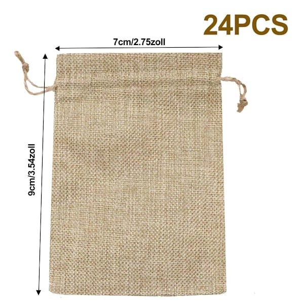24-pak gaveposer, juteposer, små 7 x 9 cm, juteposer, stofposer, små linnedposer, juteposer til smykker, bryllup, julefest