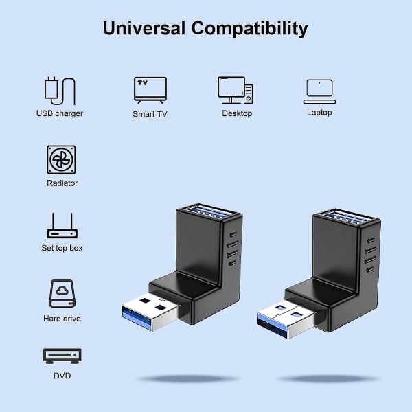 Usb 3.0 90 asteen uros-naaras pystysuora yhdistetty ylös ja alas kulmakytkimen sovitin