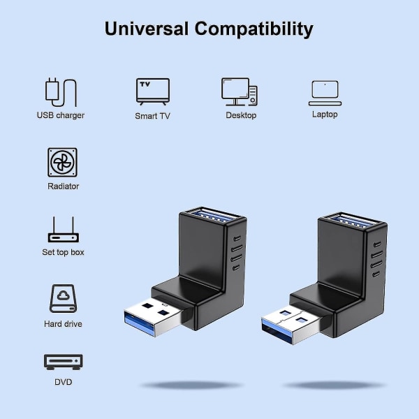 Usb 3.0 90 graders han til hun vertikal kombineret op og ned vinkel koblingsadapter