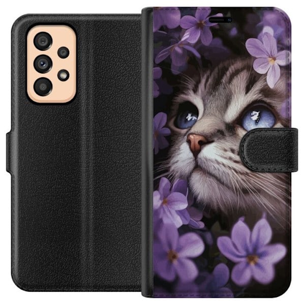 Samsung Galaxy A53 5G Pung Etui Kat og blomster