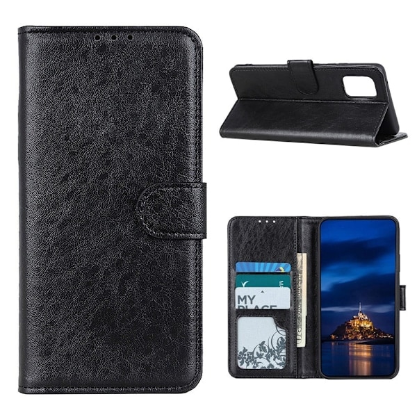 Samsung Galaxy A02s - Crazy Horse Kotelo - Musta Musta Musta