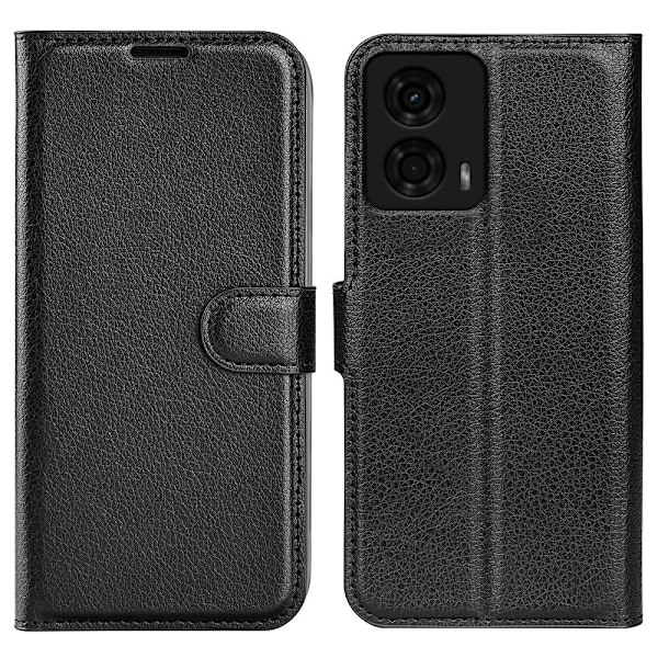 Motorola Moto G04 4G/G24 4G Etui Litchi Læder Sort