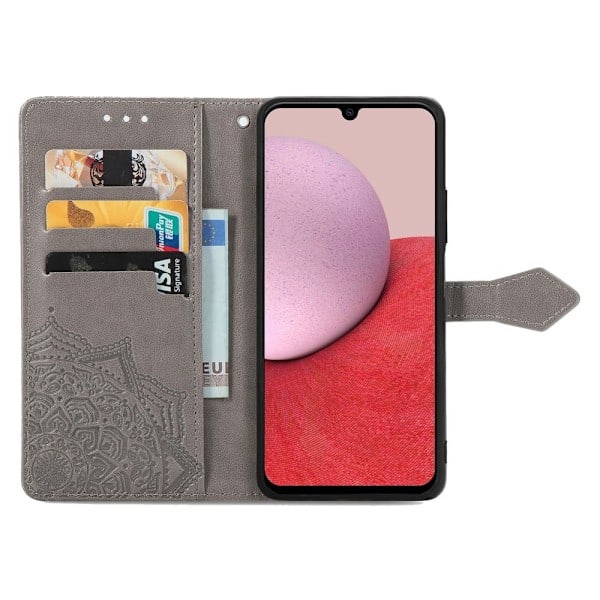 Samsung Galaxy A14 4G/5G Fodral Mandala Läder Grå