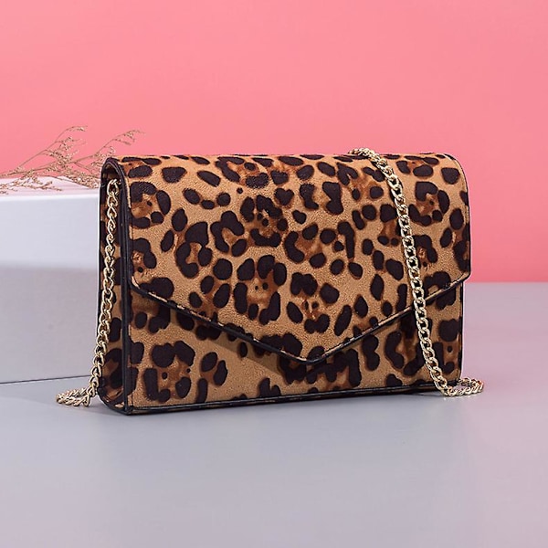 Leopard Kuvert Aften Clutch Dame Kæde Skuldertaske