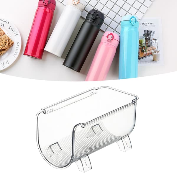 Water Bottle Organizer Transparent Stackable Space Saving Water Bottle Storage Holder Rack for Vacuum Cup 1 Grid