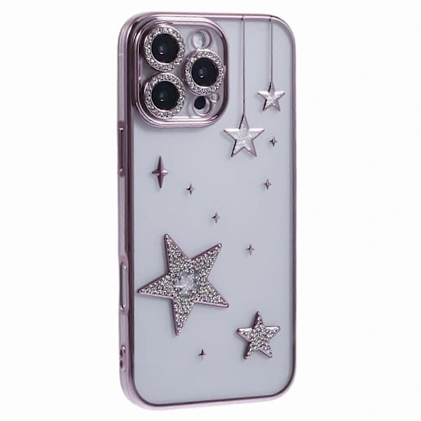 Cover til iPhone 16 Pro Max 3D Bling Stjerner Elektroplettering TPU Transparent Mobilcover[co]
