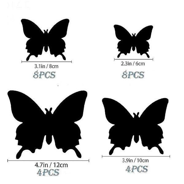 24 kpl 3D-perhosseinätarraa Perhosseinätarra Huoneen seinäkoriste makuuhuoneen juhla- ja hääkoristeisiin