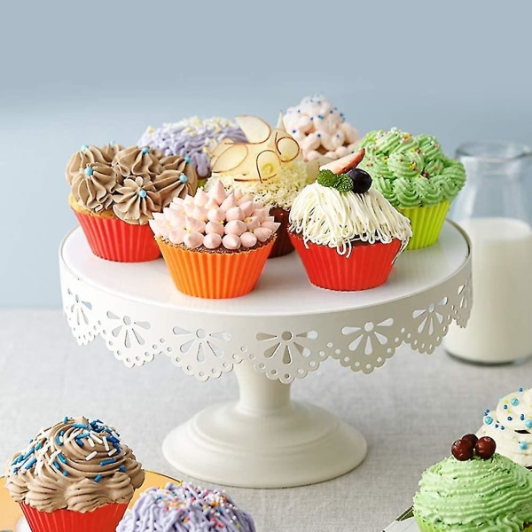 Genanvendelige silikone cupcake-bageforme, flerfarvede genanvendelige muffinforme, regnbue cupcake-omslag (24 x standard)