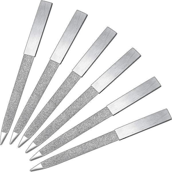 6-pack diamantnagelfilar i rostfritt stål, dubbelsidig metallnagelfil