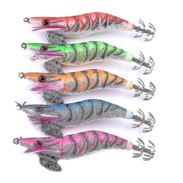 10pcs Hard Fishing Bait Luminous Squid Jig Sea Artificial Shrimp Bait Fishing Tool -z