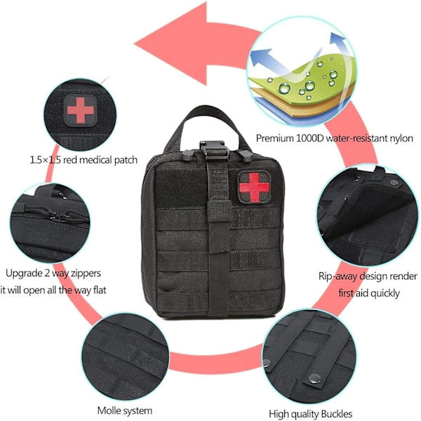 Survival Kits Ulkoilma Vesi Ensiapupakkaus Matkakangas Vyötärölaukku Retkeilyvuorikiipeilylaukku punainen