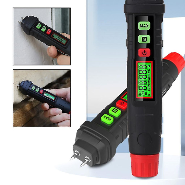 Digital träfuktighetsmätare Tvåstift papper fuktighetstestare hygrometer detektor
