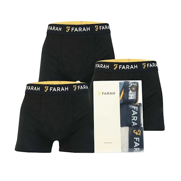 Farah Saginaw boxershorts til mænd (3-pak) M Sort Black M