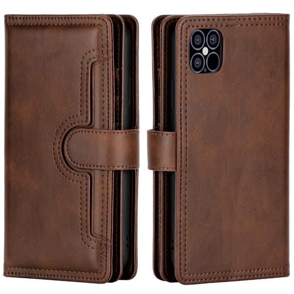 Wallet Case Leather Multi-Slot iPhone 12 Mini Brown