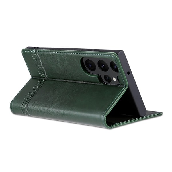 AZNS Samsung Galaxy S23 Ultra Flip Læder Etui Grøn