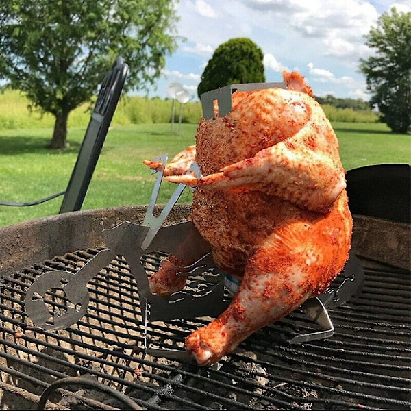 2 st Camping Grilltillbehör Kycklingställ Bärbar Öl Motorcykel Rostfritt Stål Bbq Ugn Gril