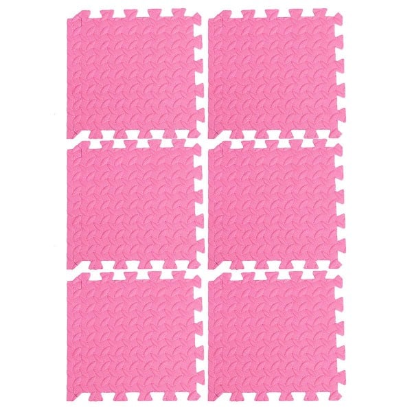6 stk. Tykke Eva Bladkornplader, Sammenkoblingsplatformsmåtte, Beskyttende Pude, Sammenføjning Pink 30X30CM