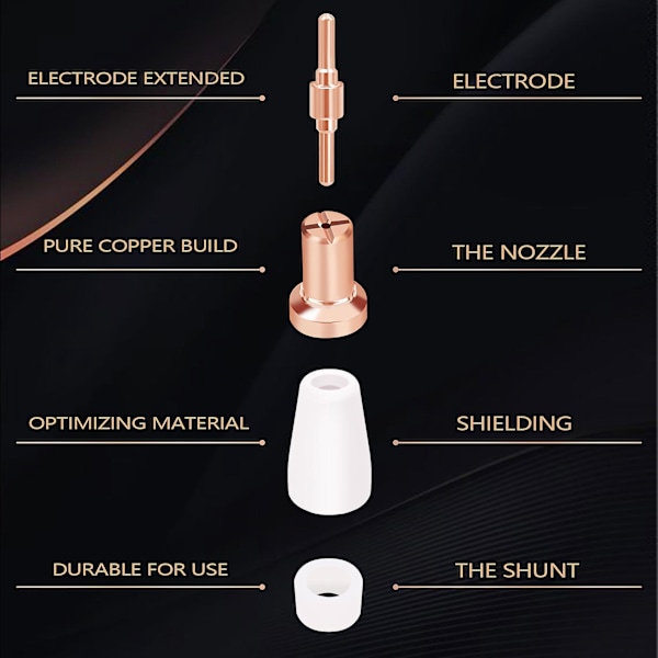 65stk Plasma Cutter Spiss Elektroder & Dysestykker Kit Forbrukstilbehør For Pt31 30 40 50 Plasma Cu