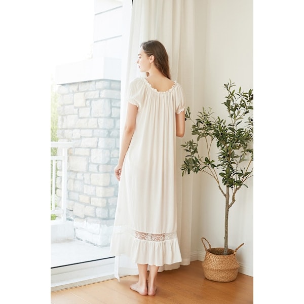1-pack Kortärmad Lång Nattlinne Plus Size Lös Bomull