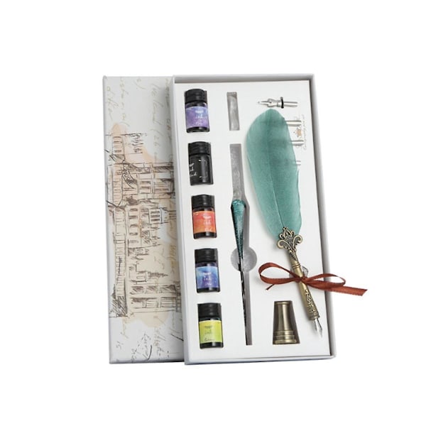 13pcs Antique Quill Feather Dip Pen Writing Ink Set Stationery Gift Box With Nib Wedding Gift Quill