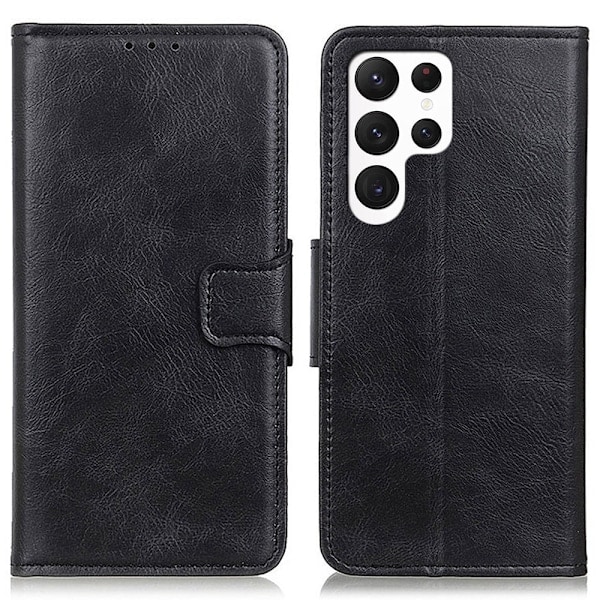 Samsung Galaxy S23 Ultra Etui Crazy Horse Spaltlæder Sort