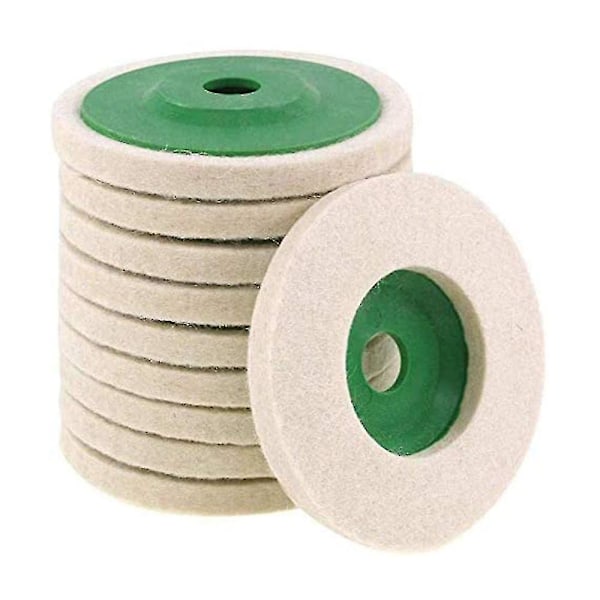 10pcs Dia 100mm Polishing Wool Wheel Pad Buffer Disc Bore Dia 16mm