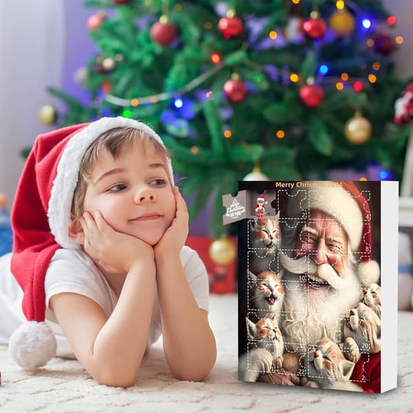 Julekalender, 24 dage med søde kattefigurer, akrylvedhæng, til katteelskere, stil A