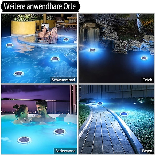 Led nedsenkbar lys Ip68 belysning flerfarget undervannslys vanntett badekarlys svømming
