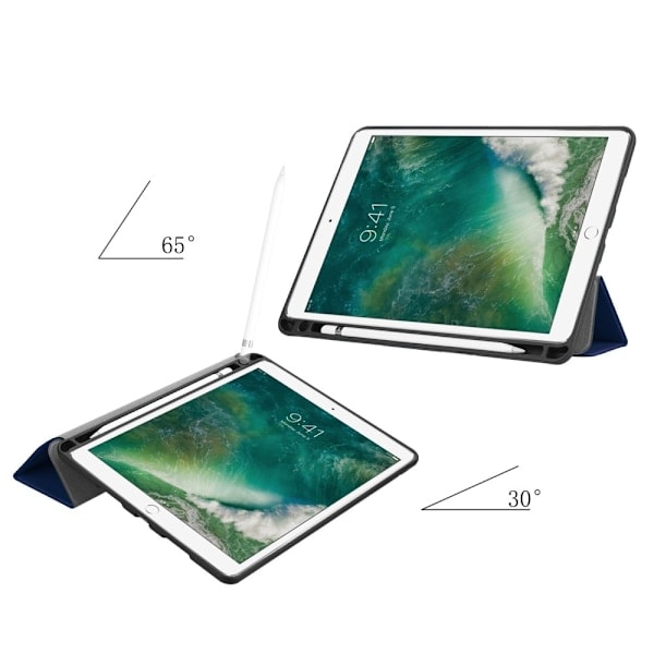iPad Air (2019) / Pro 10.5 (2017) - Tri-Fold Cover med Penholder - Mørkeblå Mørkeblå
