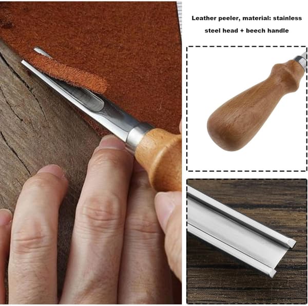 6mm Leather Craft Beveler Tool Leather Edge Creaser Craft Tool Wood Handle