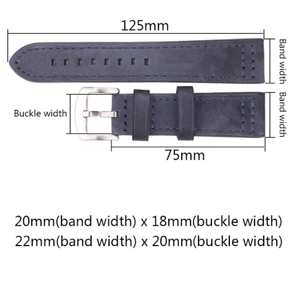 Urrem Dame Herre Ur BLÅ 20MM Blå