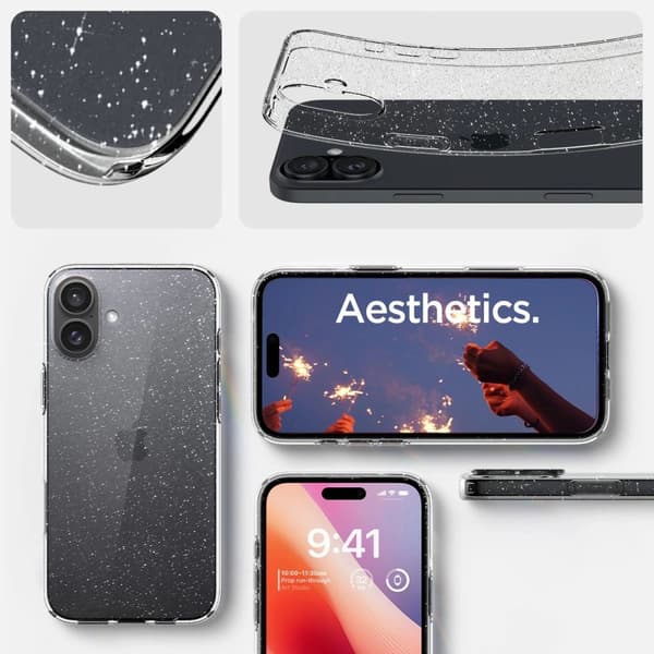 Spigen iPhone 16 Deksel Liquid Crystal Glitter Crystal Transparent Termoplastisk polyuretan (TPU)