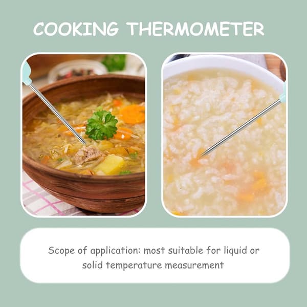 Digitalt Madtermometer med LCD-skærm, Instant Aflæsning Kødtermometer i Rustfrit Stål til Ovn, Mælk, Køkkenbagning, BBQ