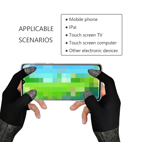 Fingerhansker for spill, E-Sports spillhansker tommelhylser for svært følsomt nano-sølvfibermateriale