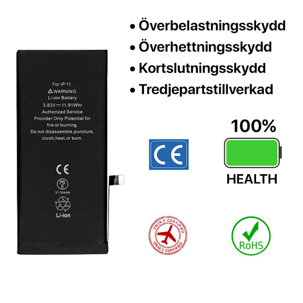 iPhone 11 Batteri Høy Kvalitet 70