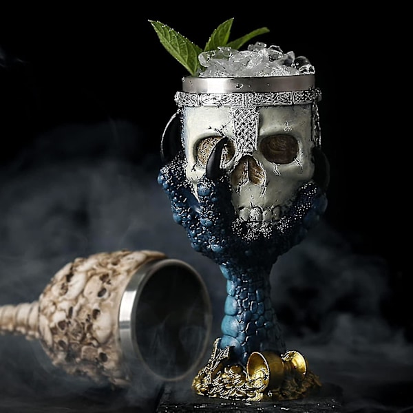 Rustfritt stål hodeskalle øl, Viking Warrior Skull Mug Tankard, Medieval Skull Drinkware Goblet Vinglass For  /drikke/juice (hodeskalle Goblet