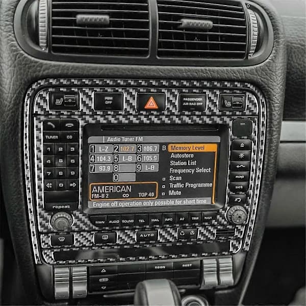 For 2003-2010 LHD Karbonfiber Sentralkonsoll A/C Kontrollpanel Beskyttelsesdeksel Tilbehør[co]