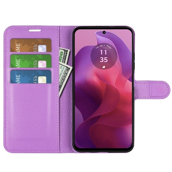 Motorola Moto G04 4G/G24 4G Etui Litchi Læder Lilla