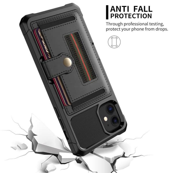 iPhone 12 Mini iskunkestävä kuori korttipaikalla Solid V5 Svart black