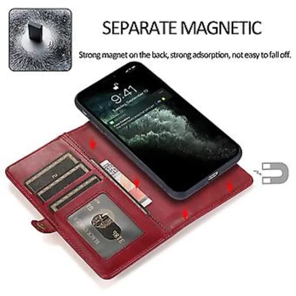 Avtakbart skinnveske for iPhone 14 Plus (Rød)[CO]